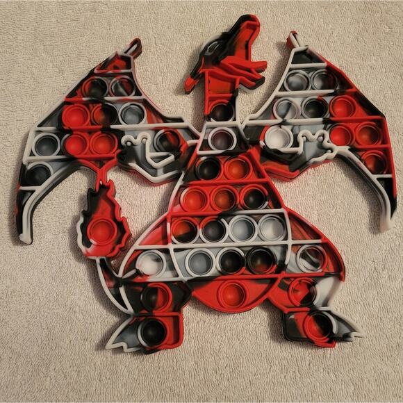 “Dragon Charizard Pokemon"Fidget  (41) Poppers Stress Relief Toy 10x9.5 Silicone - Picture 2 of 4